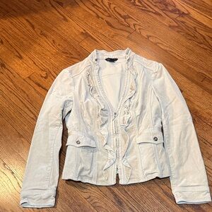 White House Black Market Cream Ruffled Blazer